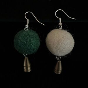 Elegant Green and Cream Earrings